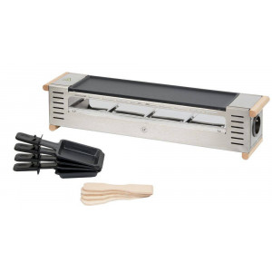 Appareil à raclette professionnel 4 poêlons - Dimensions (cm) : 51 x 10 x 12 - Puissance : 600 W - Tension : 230 V