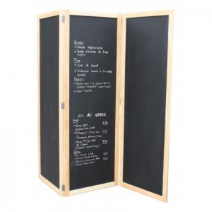 Ardoise paravent Grand Menu tryptique - - Dimensions panneau : 170 cm  x 60 cm x 3 écrans recto/verso