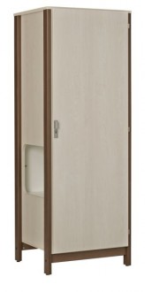 Armoire chambre 1 porte avec niche - 1 porte (Avec niche 1/2 penderie et 1/2 lingère) - Structure en hêtre 