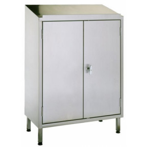 Armoire pupitre de rangement en inox - En acier inox - Dimensions (L x P x H) : 800 x 400 x 1170 mm