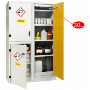 Armoire sécurisée pour inflammables, corrosifs, acides et bases - 7 étagères de rétention : 7 x 8 L