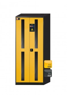 Armoire sécurité à portes vitrées pour produits chimiques L81 cm - L 81 cm - 3 étagère, 1 bac de rétention au sol