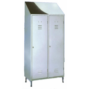 Armoire vestiaire double compartiment inox - En acier inox - Dimensions (L x H x P) : 950 x 2000 x 400 mm