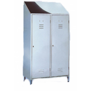 Armoire vestiaire inox biplaces - Dimensions (mm) : 950 x 500 x 2160 H