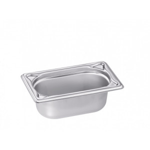 Bac gastro inox GN 1/9 - Inox AISI 304 - Profondeur : 65 ou 100 mm - Capacité : 0,6 ou 0,9 L