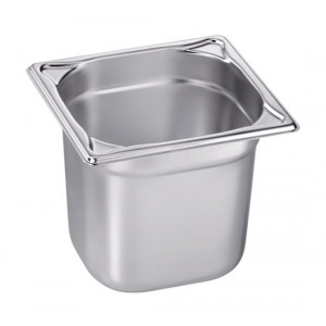 Bac gastro inox GN 1/6 - Inox AISI 304 - Profondeur : 65 à 200 mm - Capacité : 1 à 3 L 