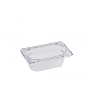 Bac gastro transparent GN 1/9 polycarbonate - Polycarbonate - Profondeur : 65 ou 100 mm - Capacité : 0,6 ou 0,9 L