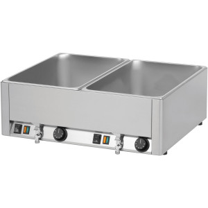 Bain-Marie double avec vidange - Dim ( L x P x H  )  : 660 x 540 x  220 mm- Puissance : 3 000 W