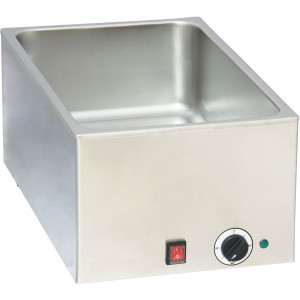 Bain-Marie GN 1/1 - Dim ( L x P x H )  :  338 x 540 x 248 mm-Puissance : 1 200 w- Capacité GN 1/1 - 150 mm de profondeur