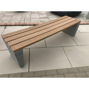 Banc Areca béton et bois - Longueur : 1800 mm - Assise : 470 cmm - A poser au sol ou à ancrer avec tiges métalliques