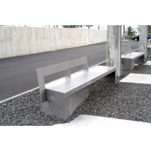 Banc béton public avec dossier - Longueur : 3200 mm – Assise : 450 mm – A poser au sol 