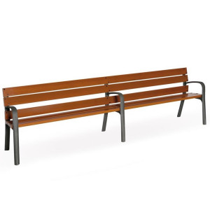 Banc en bois 3 pieds - Longueur : 3000 mm - Bois exotique - A sceller