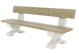 Banc bois pieds béton gravillon - Dim : L.200 x 60 x H 80 cm - Lames 195 x 45 mm