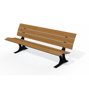 Banc bois stratifié 1800 mm - Longueur : 1800 mm - Hauteur d'assise : 394 mmm - Chevillage sur sol béton