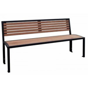 Banc carmen acier bois - Assise et dossier en lattes en pin nordique 30x40mm traitées autoclave