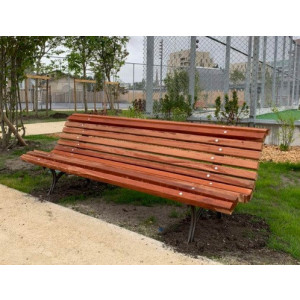 Banc causeuse type ville de Bordeaux - Bois exotique de section 45 x 50 x 2000 mm