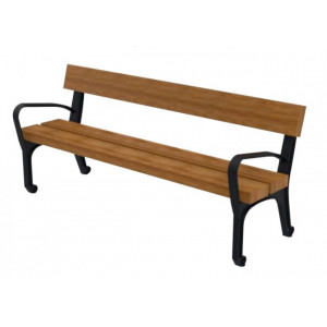 Banc de jardin fonte et bois - Longueur : 2000 mm - Bois exotique - Fixation par vis dâancrage (non fournies)