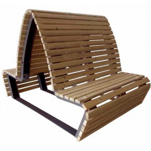 Banc double avec dossier en bois - Longueur : 1320 mm