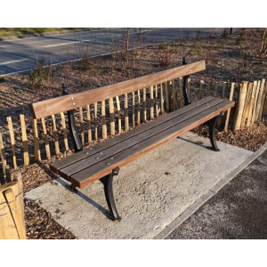 Banc droit type Ville de Bordeaux - Bois exotique section 95 x 50 x 2000 mm