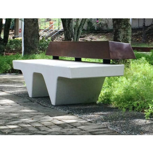 Banc en béton avec dossier pour parcs - Longueur : 2400 ou 3500 mm – Assise : 450 mm – A poser au sol ou à ancrer avec résine époxy 