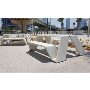 Banc en béton design multi-bench - Longueur : 2000 mm - Assise : 750 mm - A ancrer avec tiges métalliques