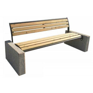 Banc en bois avec accoudoir béton - 2 accoudoirs en béton