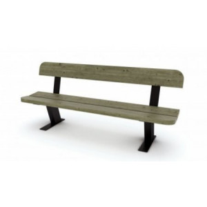 Banc en bois avec piétement acier - Dim : L.200 x 60 H.80 cm - 3 ou 7 lames