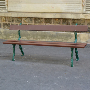 Banc extérieur Square - Longueur : 2000 mm - Fonte et bois - A sceller, à visser