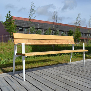 Banc en bois et fonte - Longueur : 1500 ou 1800 mm - Bois et fonte - A sceller