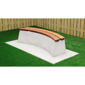 Banc ovale en béton assise bambou - Dimensions : 185 x 79 x 50 cm - Hauteur : 50 cm 