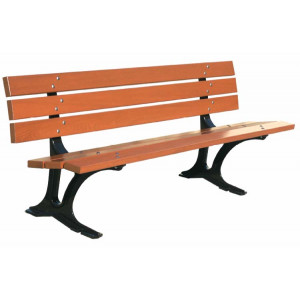 Banc pieds fonte lames bois - Dimensions (L x l x h) : 200 x 56 x 73 cm