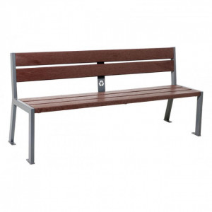 Banc public en plastique recyclé et acier  - Longueur : 1800 mm - Assise : 450 mm - Sur platines