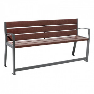 Banc plastique recyclé et acier spécial sénior  - Longueur : 1800 mm - Assise : 540 mm - Sur platines