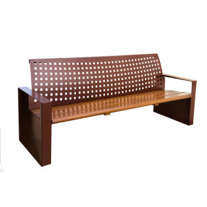 Banc public acier et bois Alea - Dimensions : 2095 x 670 x 880 ou 2100 x 675 x 590 mm