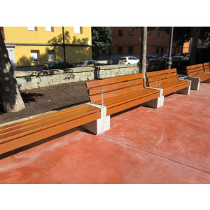 Banc public avec ou sans dossier - Longueur : 1920 mm – Assise : 450 mm – A poser au sol ou avec tiges métalliques