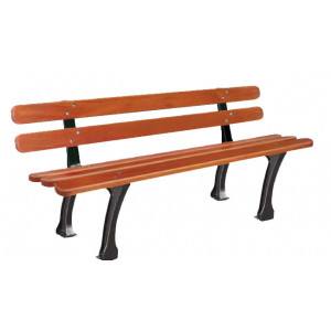 Banc public bois 5 lames - Longueur : 1800 mm - Bois exotique - A sceller