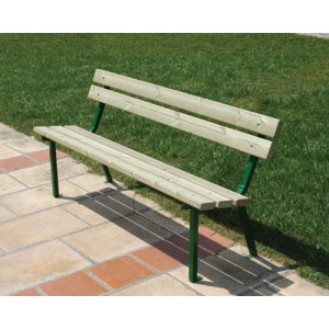 Banc public bois de pin - Dimensions (L x P x H) cm : 160 x 55 x 75