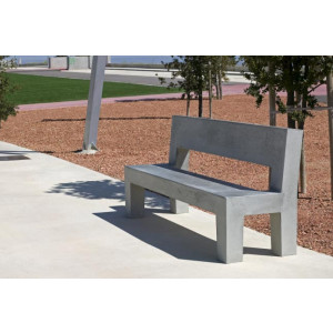 Banc public en béton avec dossier - Longueur : 1800 mm – Assise : 450 mm – A fixer au sol 