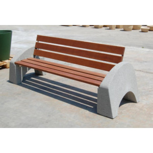 Banc public en béton et bois - Longueur : 2260 mm – Assise : 450 mm – A poser au sol 