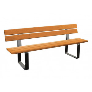 Banc public en bois - Longueur : 1800 ou 2000 mm -  Bois exotique - Sur platines