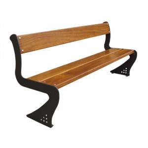 Banc public en bois et acier - Dimensions : 2 x 0.69 x 0.92 cm