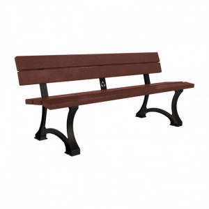 Banc public en plastique recyclé et acier - Longueur : 1800 mm - Assise : 435 mm - Sur platines