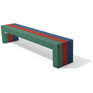 Banc public plastique reconditionné - Longueur : 150cm - Assise: 150cm - Nombres de lames : 3