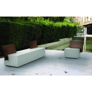  Banc public urbain - Longueur: 700 ou 2200 mm - Assise : 450 mm - A poser au sol ou avec résine époxy