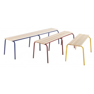 Banc scolaire assise 3 lames - Tailles 1 à 6 - Longueur : 1200, 1600 ou 2000 mm - Assise 3 lames en hêtre massif