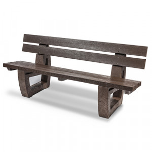 Banc public 100% plastique recyclé - Longueur: 1800 mm - Assise: 470 mm - Nombres de lames : 5