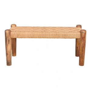 Banquette de style ethnique - Banc de style ethnique en bois de manguier et cordes tressées