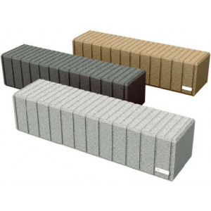 Banquette en plastique recyclable rectangulaire - Longueur : 2000 mm - Hauteur : 490 mm - Mode de fixation : Au sol