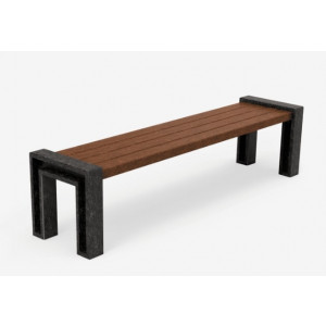 Banquette publique en plastique recycle - Longueur : 1800 ou 1930 mm - Assise : 450 ou 475 mm