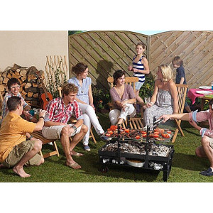 Barbecue brasero au feu roulant - Dimensions de la Grille :  57,5 x 39,5 cm et 87 x 48 cm